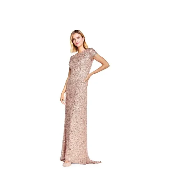 Adrianna Papell | Dresses | Nwt Adrianna Papell Womens Beaded Dress Rose  Gold | Poshmark
